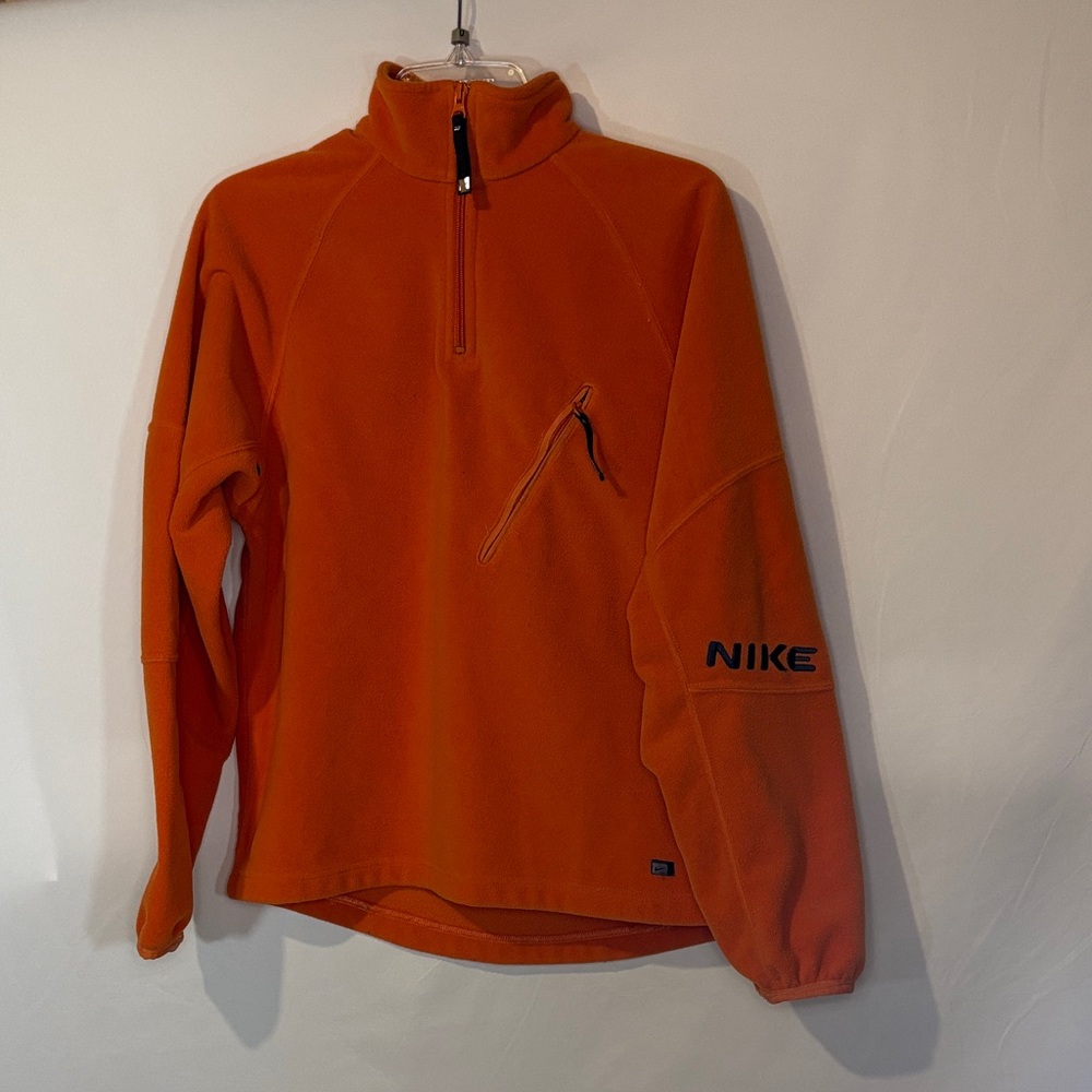 Nike Y2K fleece Men's Bright Orange Zip-Up Sweater